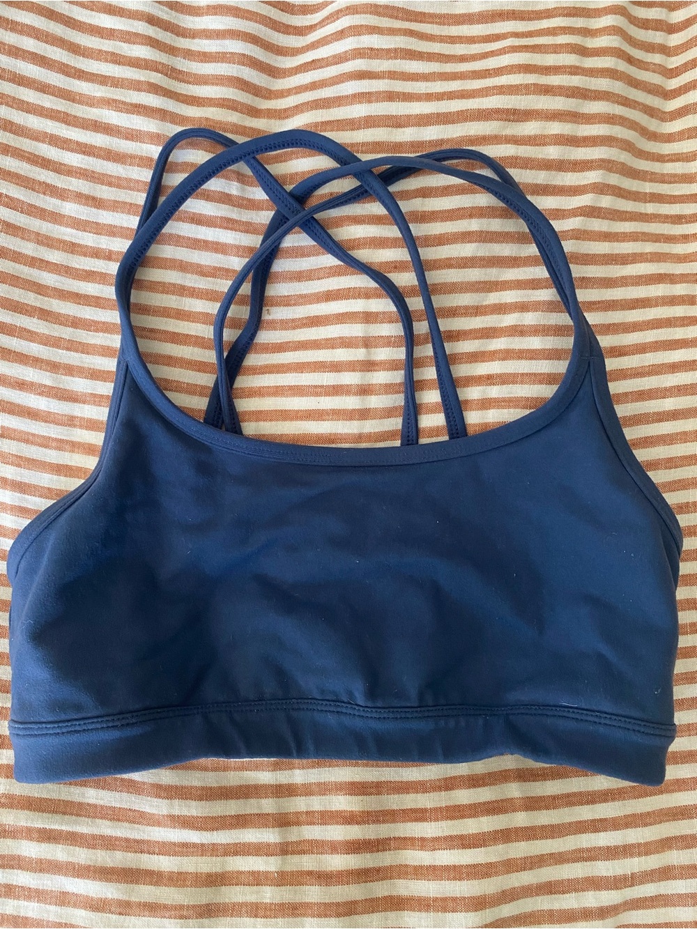 Athleta Sports Bra blue SMALL multi strap racerback